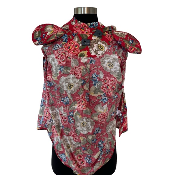 Vintage LizWear Petite red Hawaiian button down shirt short sleeve SP cotton - Picture 10 of 13